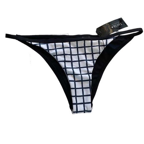 TAvik Antic moderate bikini bottom blue black white grid size xs New - Picture 2 of 5
